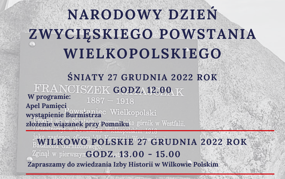 Narodowy Dzie Zwyci Stwa Powstania Wielkopolskiego Gmina Wielichowo