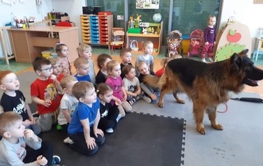 Wizyta Policjant&oacute;w w przedszkolu Świat Bajek