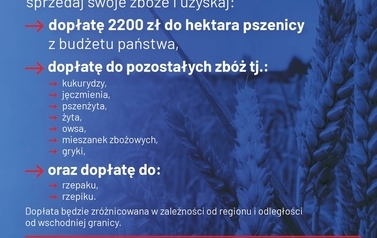 Dopłaty przed żniwami - plakat
