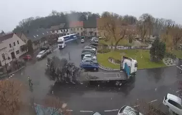 zdjęcia przedstawiające ustawianie choinki