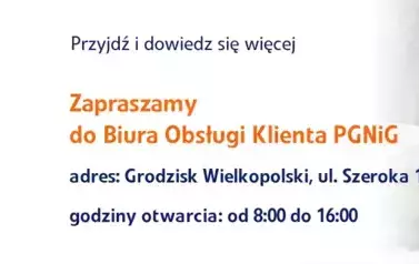 Zdjęcie z informacjami firmy PGNIG odnośnie dofinansowania do wymiany źr&oacute;deł ciepła