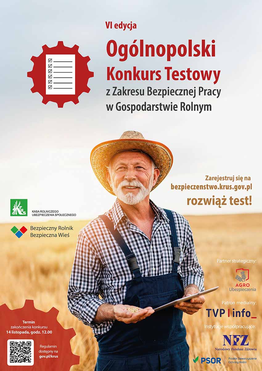 KRUS Grodzisk - VI edycja Og&oacute;lnopolskiego Konkursu Testowego z&nbsp;Zakresu Bezpiecznej Pracy w&nbsp;Gospodarstwie Rolnym Dobrostan Rolnika