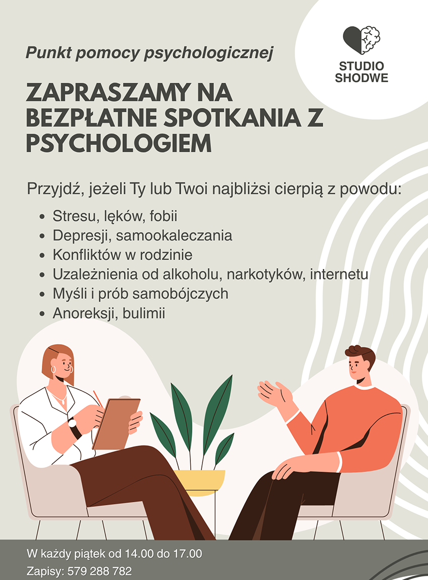 Zapraszamy na&nbsp;bezpłatne spotkania z&nbsp;psychologiem