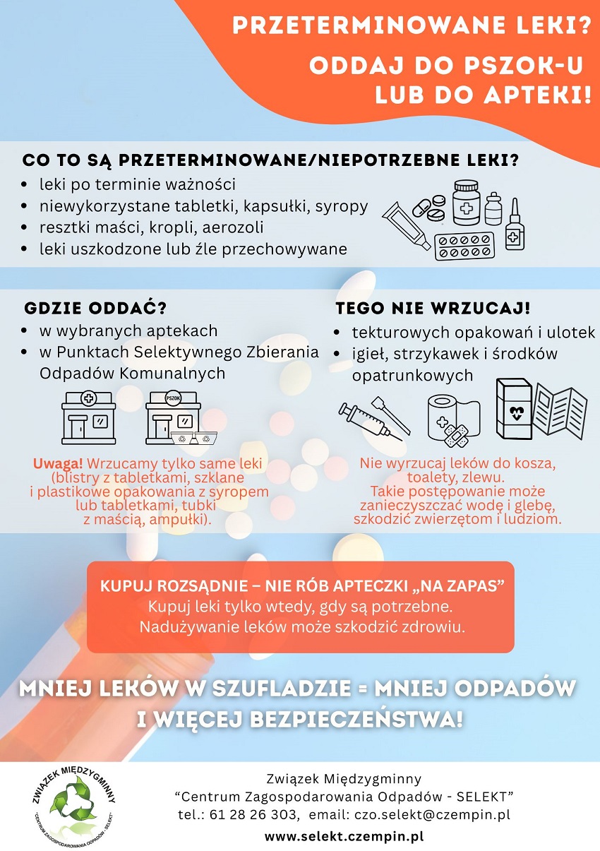 Przeterminowane leki? Oddaj je do PSZOK-u lub&nbsp;apteki