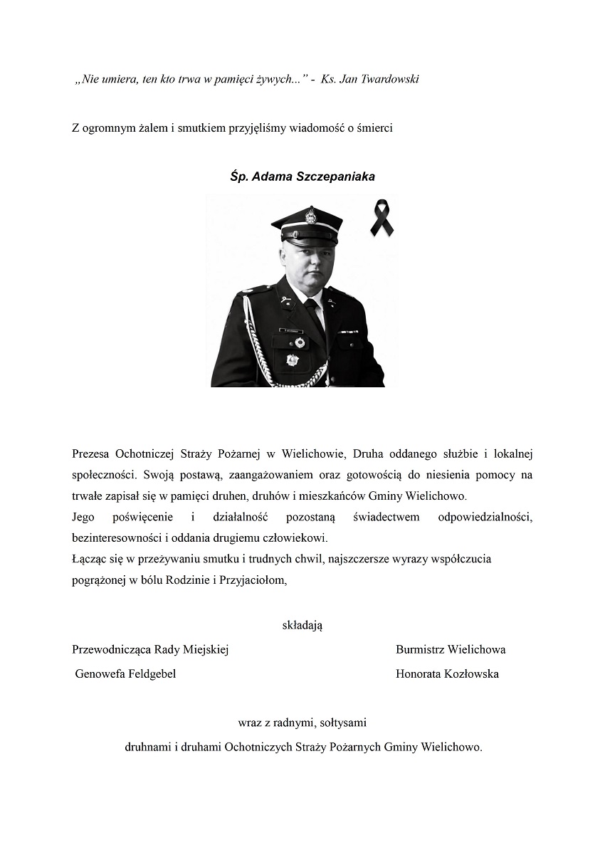 Kondolencje - Adam Szczepaniak