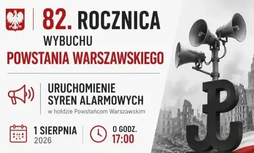 Syreny upamiętniające 82. rocznicę wybuchu Powstania Warszawskiego