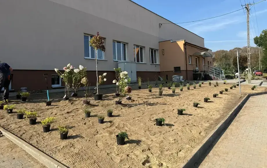Zagospodarowanie terenu przed salą wiejską w Prochach